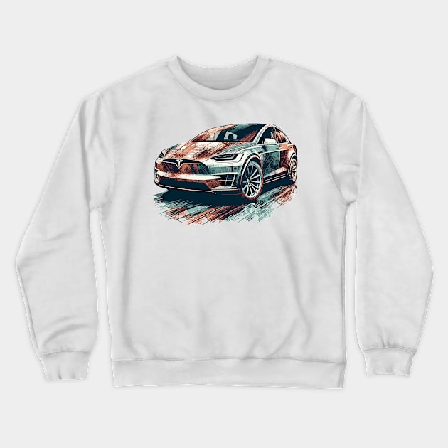 Tesla Model X Crewneck Sweatshirt by Vehicles-Art